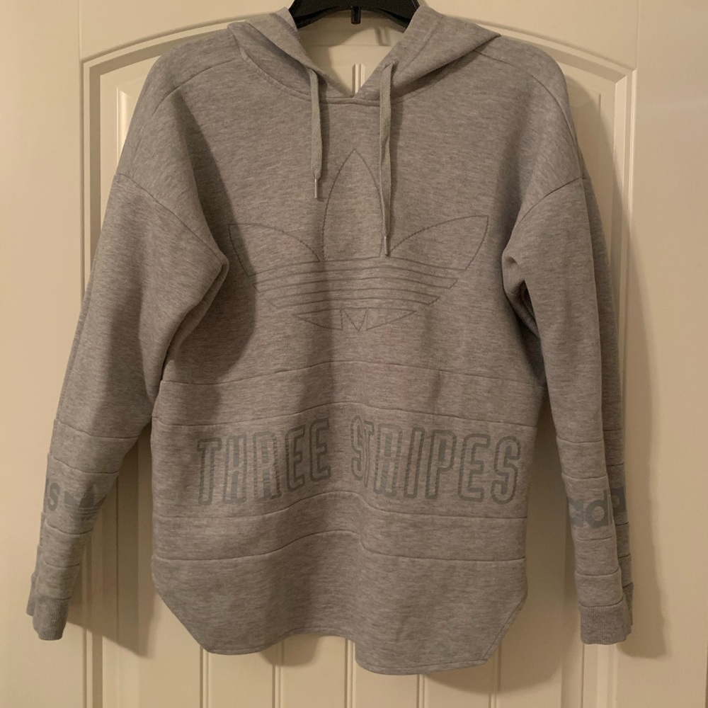 Gray Adidas 3 Stripes hoodie
